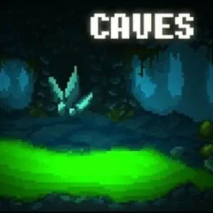 A screenshot of the Caves Roguelike game showing the pixelated graphics.