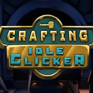 A screenshot of the Crafting Idle Clicker game showing the pixelated graphics and gameplay.