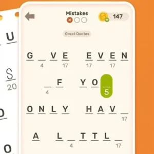 A screenshot of the Cryptogram Master game showing a puzzle being solved.