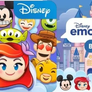 A screenshot of the Disney Emoji Blitz game showing various Disney character emojis.