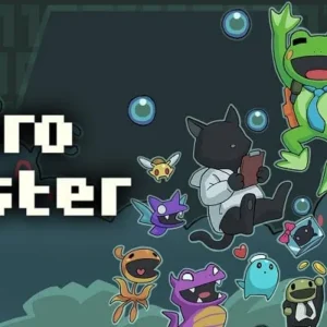 A screenshot of the game Kero Blaster showing the frog protagonist jumping over an enemy.