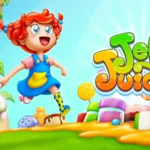 A screenshot of the Jelly Juice game showing colorful candies.