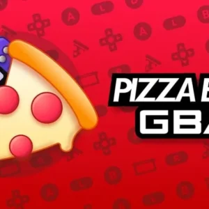 A screenshot of the Pizza Boy GBA Pro app interface showcasing the virtual GBA console and game controls.