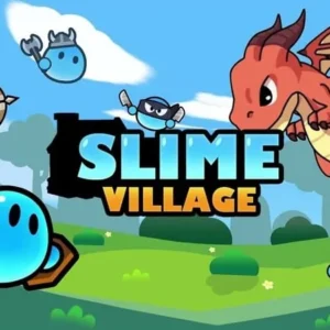 A screenshot of the Slime Village game showing the pixelated graphics and gameplay.