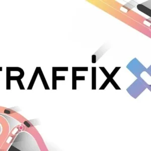 A screenshot of the Traffix game showing a complex intersection with various vehicles.