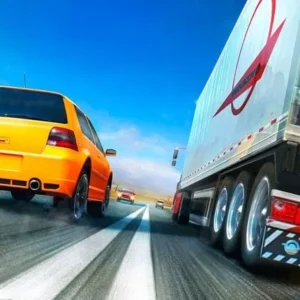 A screenshot of Traffic Racer gameplay with multiple cars on the road.