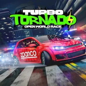 A screenshot of Turbo Tornado gameplay showing a car drifting.