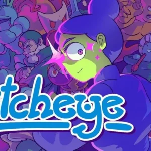 A screenshot of Witcheye gameplay with the witch's eye bouncing on platforms.