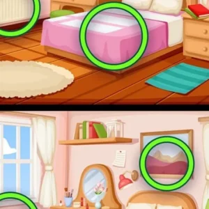 A screenshot showcasing the gameplay of Differences, highlighting two almost identical images side-by-side.
