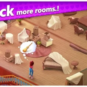 A screenshot showcasing the gameplay of Emma's Mansion, highlighting the match-3 puzzle aspect.