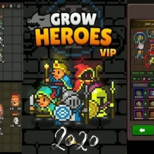A screenshot showcasing the gameplay of Grow Heroes VIP, with vibrant colors and detailed character models.