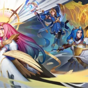 A screenshot showcasing the gameplay of Heroes Defense with heroes battling monsters.