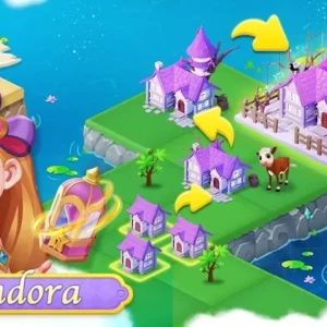 A screenshot showcasing the gameplay of Merge Myths, with various items ready to be merged.