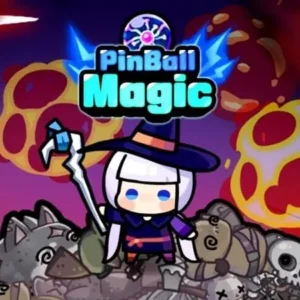 A screenshot showcasing the gameplay of Pinball Magic, where the player controls a ball using magical powers to defeat enemies.