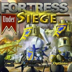A screenshot showing the gameplay of Fortress Under Siege HD with various units attacking a fortress.