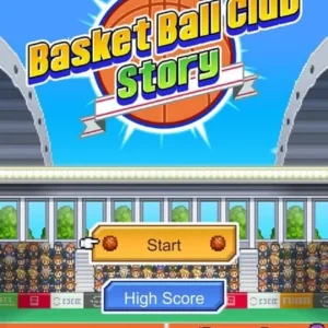A screenshot showing the pixelated graphics of Basketball Club Story