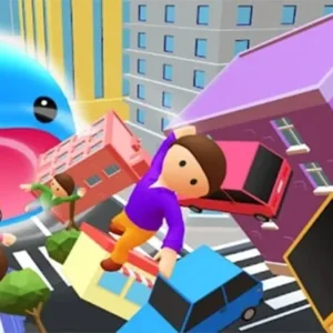 A slime character consuming a car in Super Slime.