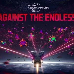 A spaceship firing lasers at multiple enemy ships in Star Survivor:Premium.