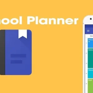 A student using a tablet with the School Planner app open.