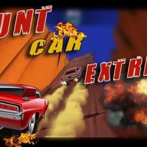 A stunt car performing a mid-air flip.