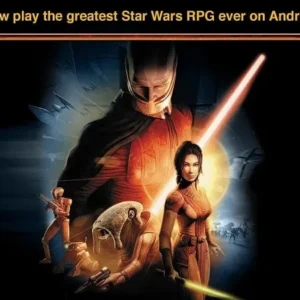 A thrilling lightsaber duel in Star Wars: KOTOR.