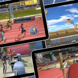 A thrilling moment in Athletics 2 Summer Sports, a player is about to throw a javelin.