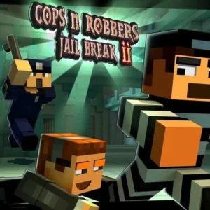 A thrilling scene from Cops N Robbers 2 showcasing the Minecraft-inspired graphics.