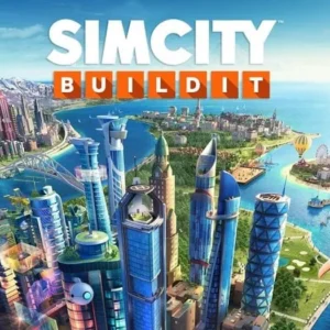 A thriving city in SimCity BuildIt with detailed buildings and roads.