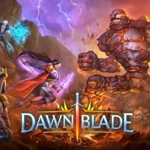 A warrior battles a monstrous enemy in a vibrant fantasy setting.