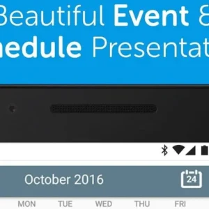A woman using a tablet with a calendar app.