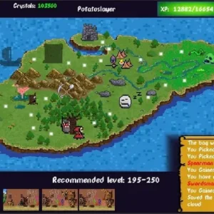 Adventurer fighting a monster in Idle Adventure