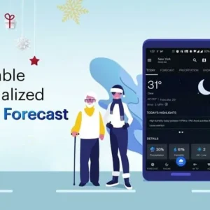 Alt text: 1Weather app displaying detailed weather information.