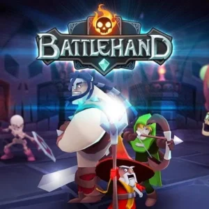 Alt text: BattleHand gameplay screenshot showing vibrant graphics and turn-based combat.