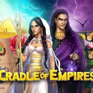 Alt text for image 1: Cradle of Empires gameplay screenshot showcasing vibrant graphics and match-3 puzzles.