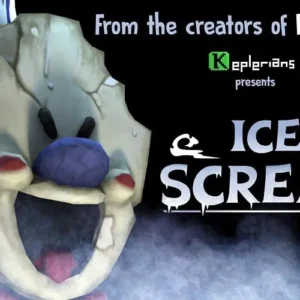 Alt text: Ice Scream 1 gameplay screenshot showing the creepy ice cream van and the protagonist hiding.