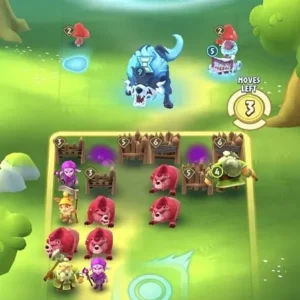 Alt text: Legend of Solgard gameplay screenshot showing match-3 battle.