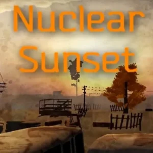 Alt text: Nuclear Sunset gameplay screenshot showing the character exploring a desolate landscape.