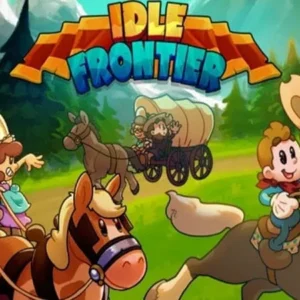 Alt text: Screenshot of Idle Frontier gameplay showing a bustling town.