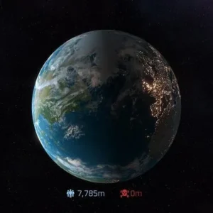 Alt text: Solar Smash gameplay screenshot showing Earth being destroyed by a laser.