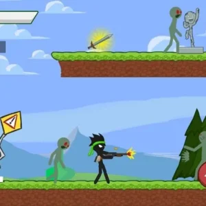 Alt text: Stickman vs Zombies gameplay screenshot