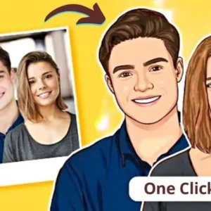 Artisan app transforming a photo into a cartoon.