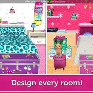 Barbie exploring her dreamhouse.