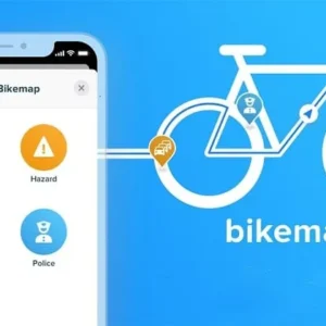 Bikemap app interface displaying a cycling route
