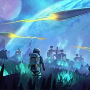 Breathtaking view of a mining operation on an alien planet in ExoMiner.