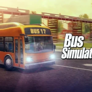 Bus driving through a city in Bus Simulator 17