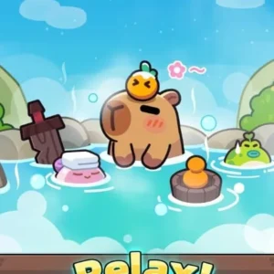 Capybara relaxing in a hot spring in Capybara Go