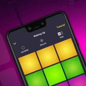 Colorful pads representing different sounds in Drum Pad Machine.