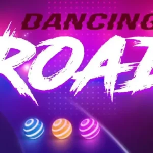Dancing Road gameplay screenshot showing the colorful ball and road.
