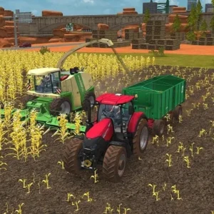Farming Simulator running on a tablet