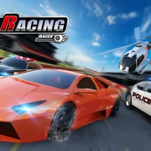 Fast cars racing on a track in City Racing 3D.
